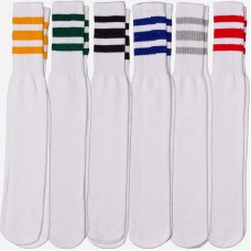 19 inch White tube socks with old school three stripes